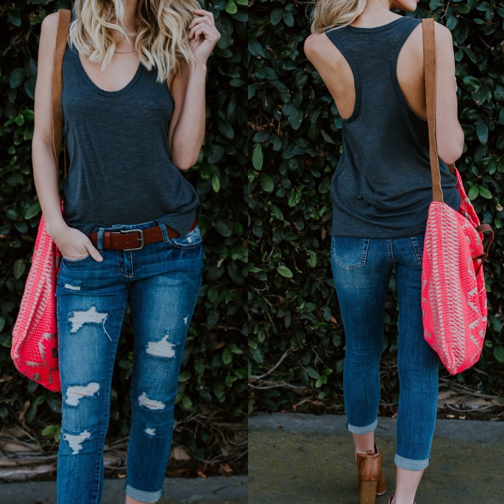LOUNGE Charcoal Racerback Tee - Picture 2 of 5
